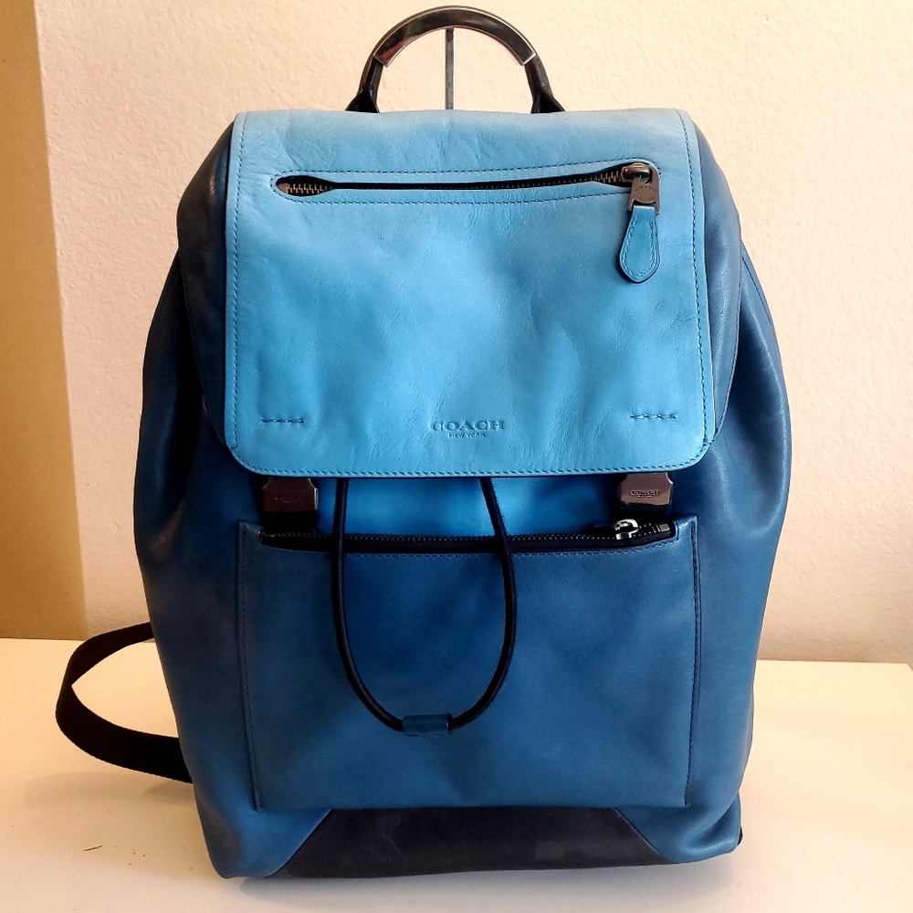 Coach Blue Leather Backpack